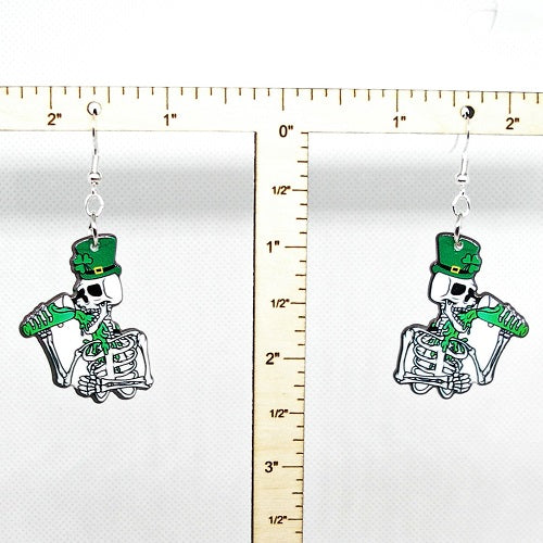 St Pat's Skeleton Party Earrings