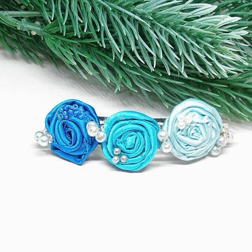 Satin Flowers Barrette