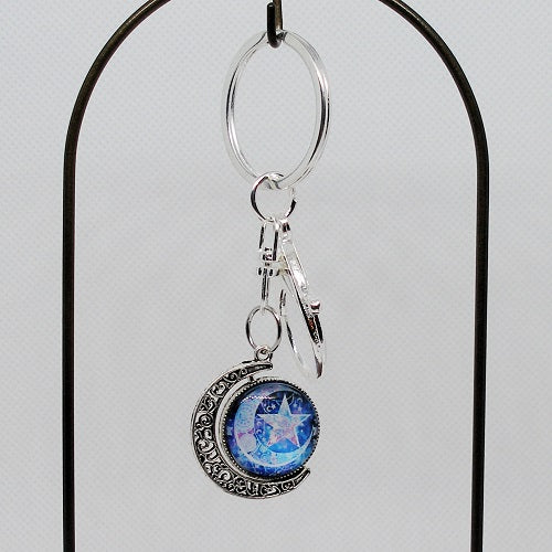Silver Moon Spinner Keychain