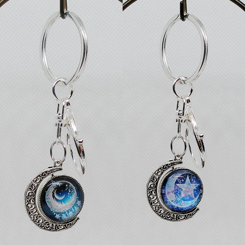 Silver Moon Spinner Keychain