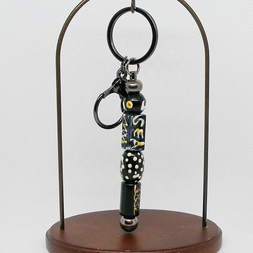 Black Beaded Keyring