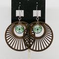 Glass and Wood Dangle Earrings