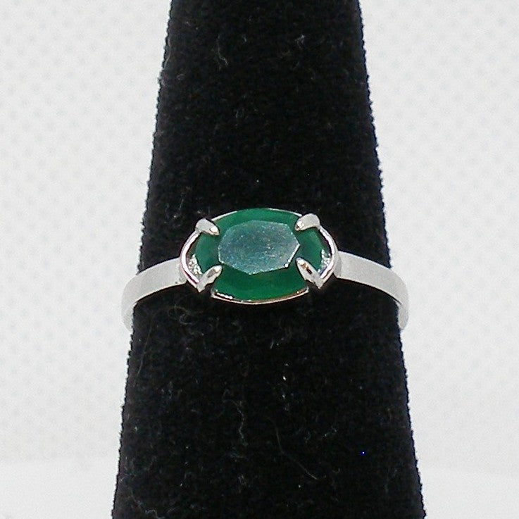 Green Chalcedony Solitaire Ring