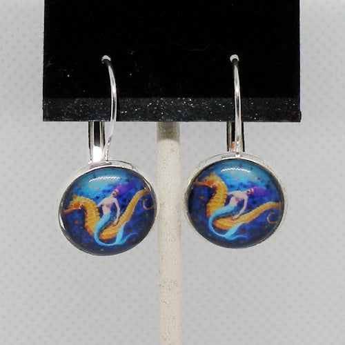 Mermaid with Seahorse Earrings