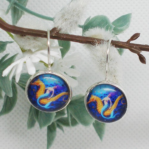 Mermaid with Seahorse Earrings