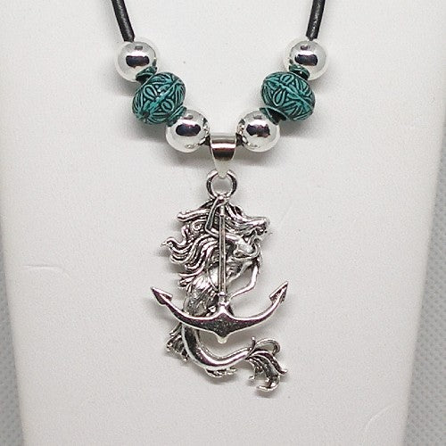 Mermaid with Anchor Pendant Necklace