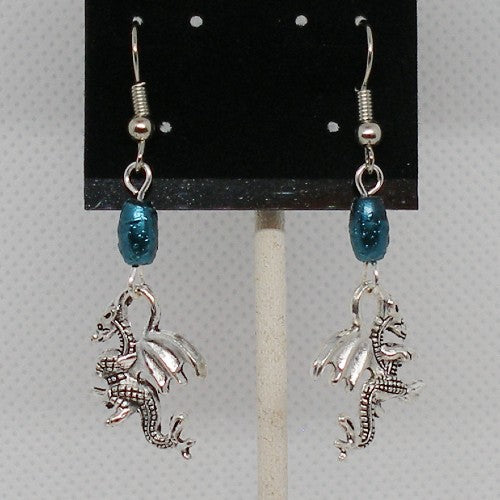 Dark Green Dragon Drop Earrings