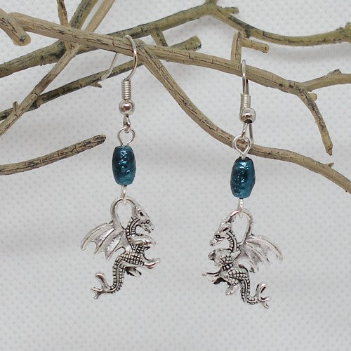 Dark Green Dragon Drop Earrings