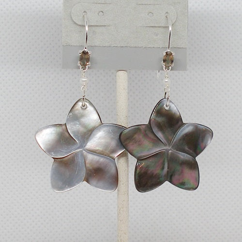Abalone Flower Drop Earrings