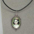 Girl with Mask Pendant Necklace