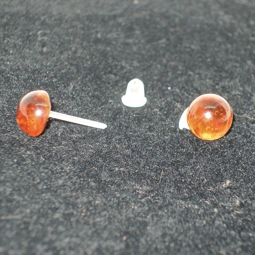 Acrylic Amber Stud Earrings - Metal Free