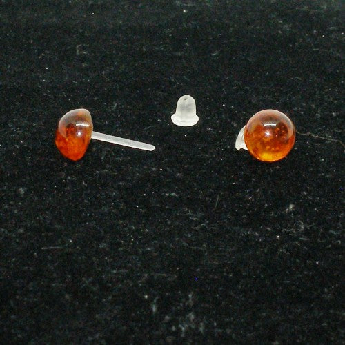 Acrylic Amber Stud Earrings - Metal Free
