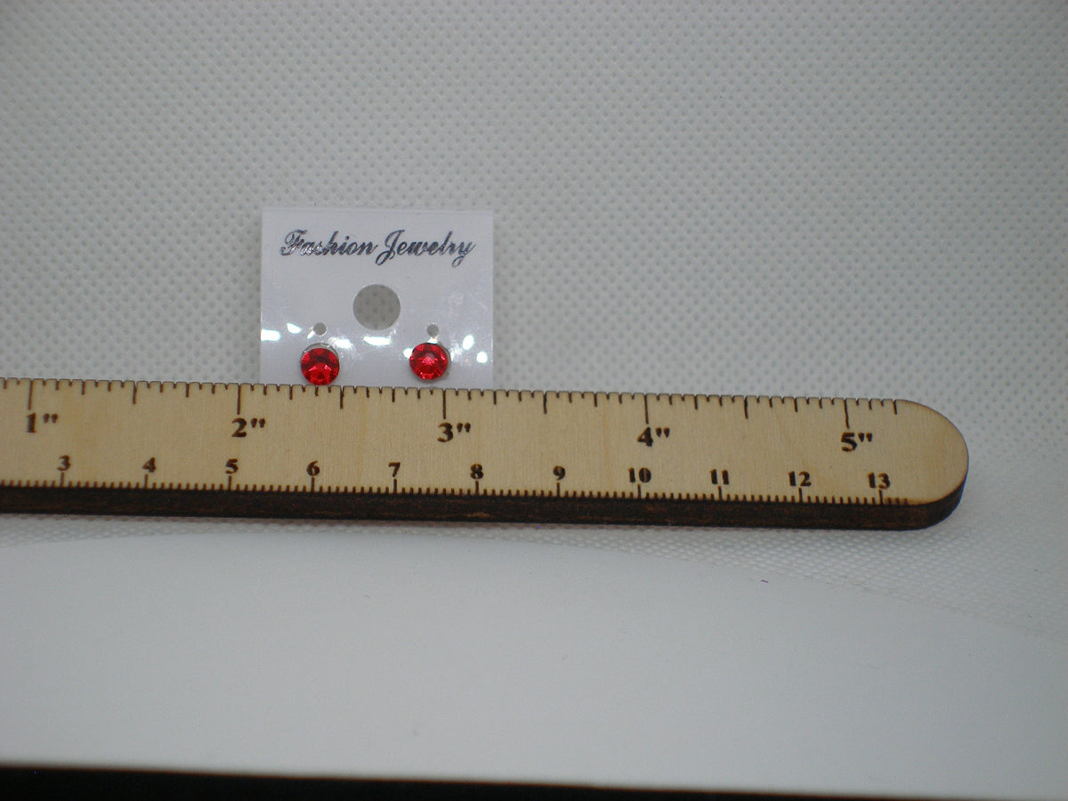 Red Crystal Stud Earrings - Metal Free