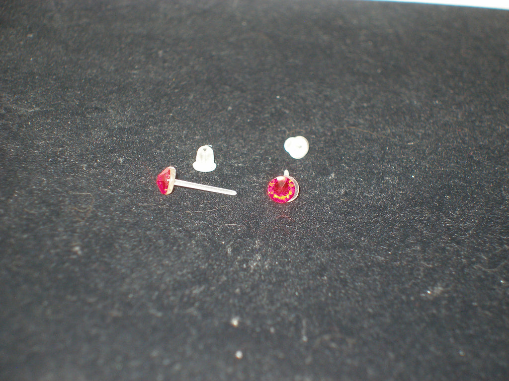Red Crystal Stud Earrings - Metal Free