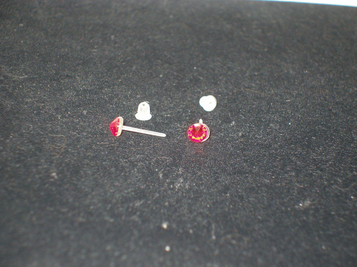 Red Crystal Stud Earrings - Metal Free