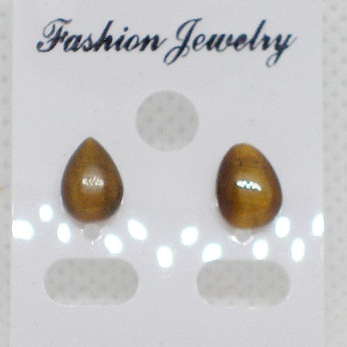 Tigers Eye Stud Earrings - Metal Free