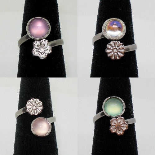 Glass Cab Flower Rings