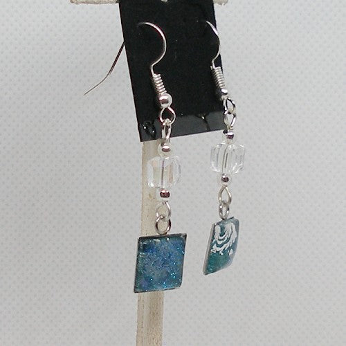 Blue Shimmer Polish Dangle Earrings