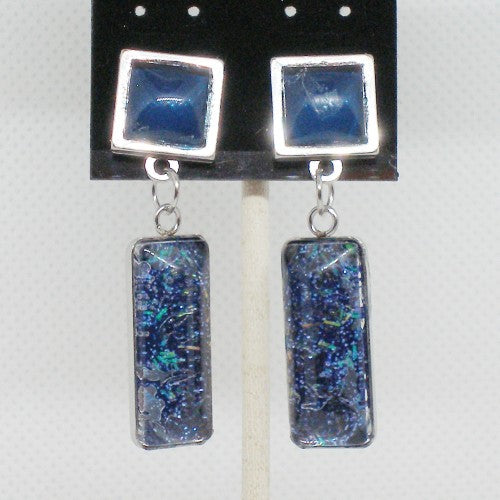 Blue Glitter Dangle Earrings